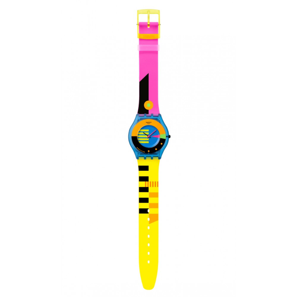 SWATCH NEON FLUMOTIONS Ρολόι Πολύχρωμο Λουράκι Σιλικόνης SS08S101