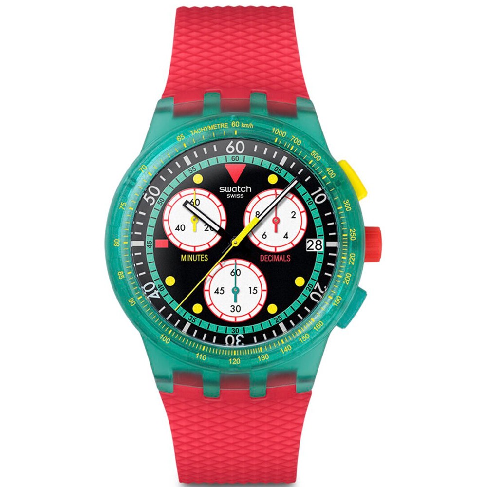 SWATCH NEON EMERALD CHRONO Unisex Ρολόι Κόκκινο Λουράκι Σιλικόνης SUSG409 SWATCH NEON EMERALD CHRONO Unisex Ρολόι Κόκκινο Λουράκι Σιλικόνης SUSG409