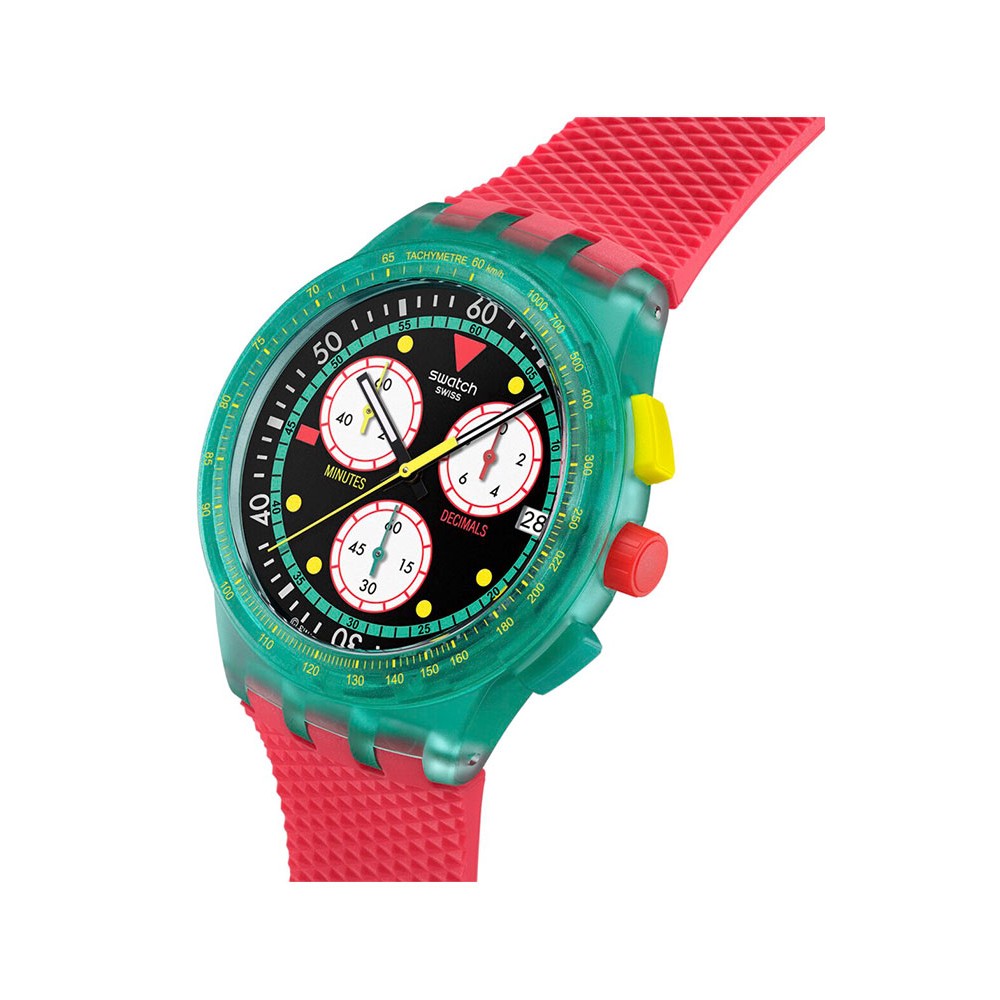 SWATCH NEON EMERALD CHRONO Unisex Ρολόι Κόκκινο Λουράκι Σιλικόνης SUSG409 SWATCH NEON EMERALD CHRONO Unisex Ρολόι Κόκκινο Λουράκι Σιλικόνης SUSG409