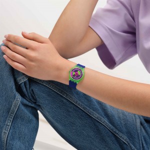 SWATCH NEON SKYCHART Unisex Ρολόι Μπλε Λουράκι Σιλικόνης SO28G704