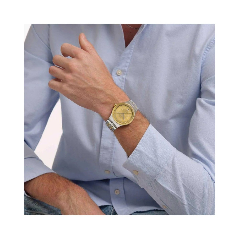  SWATCH GOLDCLOAK MECHANISM Automatic Ρολόι  Δίχρωμο Ανοξείδωτο Ατσάλι μπρασελέ YIS437G