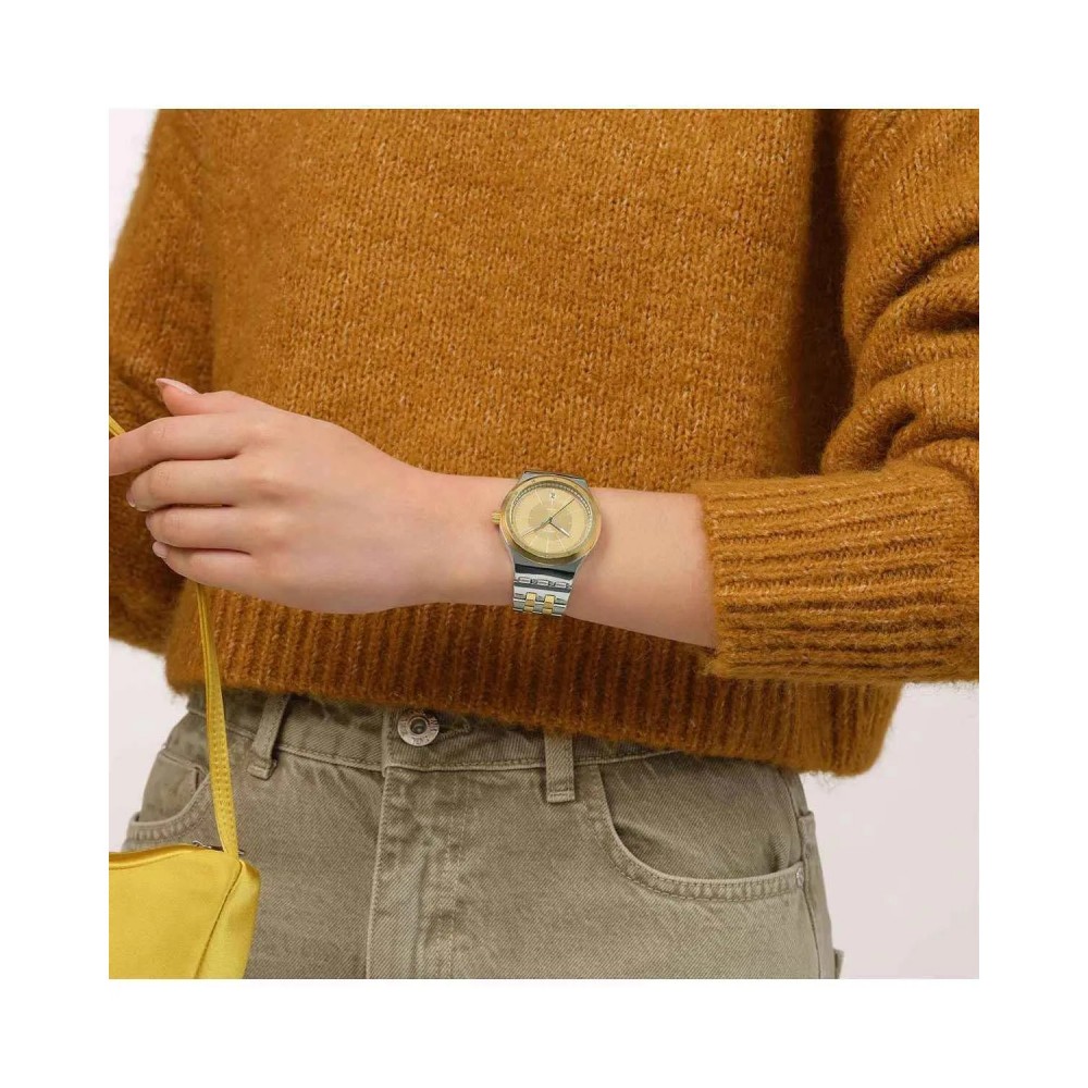  SWATCH GOLDCLOAK MECHANISM Automatic Ρολόι  Δίχρωμο Ανοξείδωτο Ατσάλι μπρασελέ YIS437G