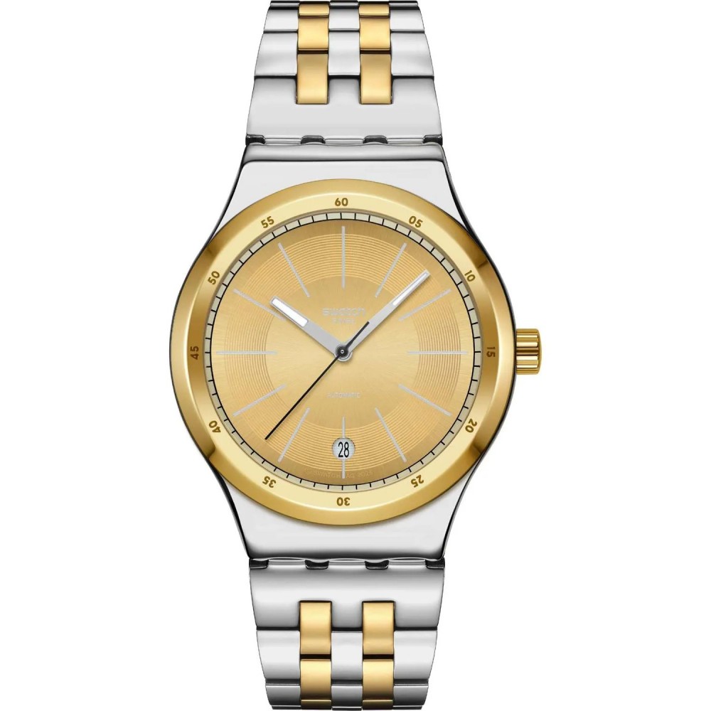  SWATCH GOLDCLOAK MECHANISM Automatic Ρολόι  Δίχρωμο Ανοξείδωτο Ατσάλι μπρασελέ YIS437G