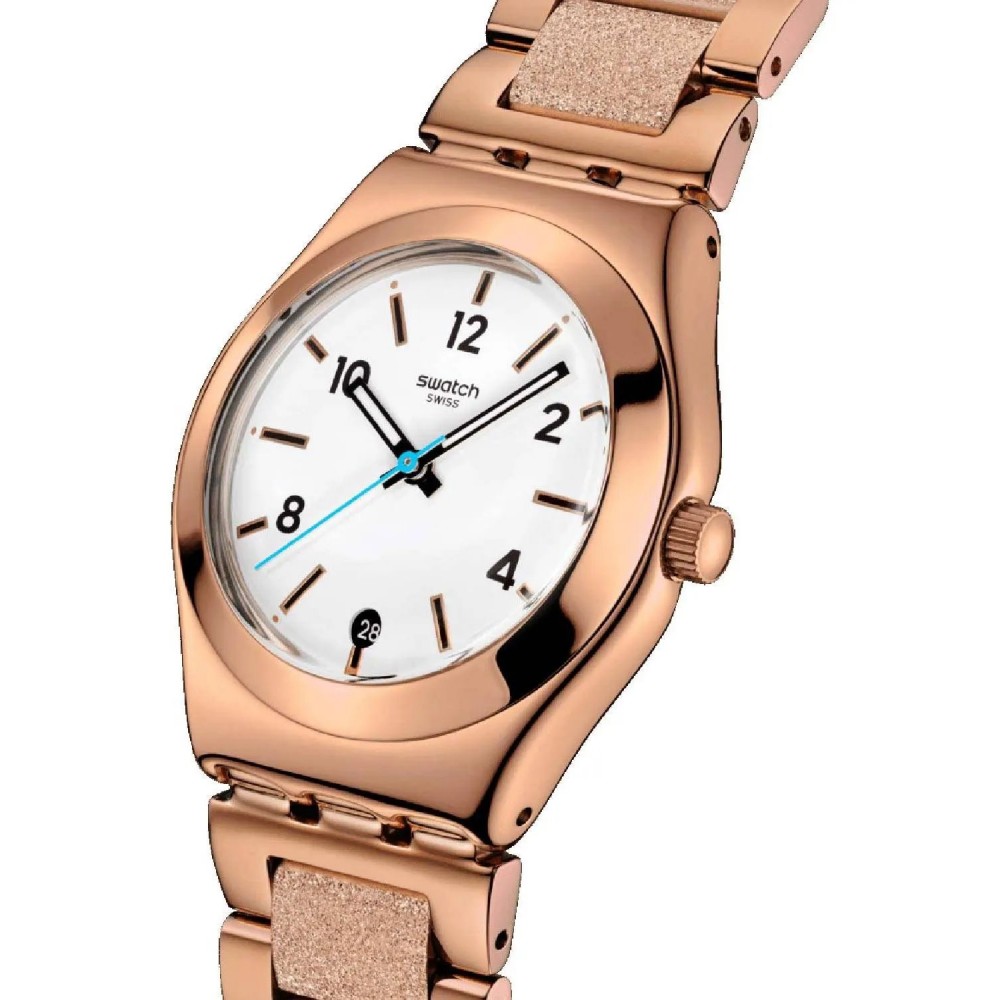 SWATCH ESSENCE OF ROSE Ρολόι Γυναικείο Ροζ Επίχρυσωμένο Ανοξείδωτο Ατσάλι μπρασελε YLG414G