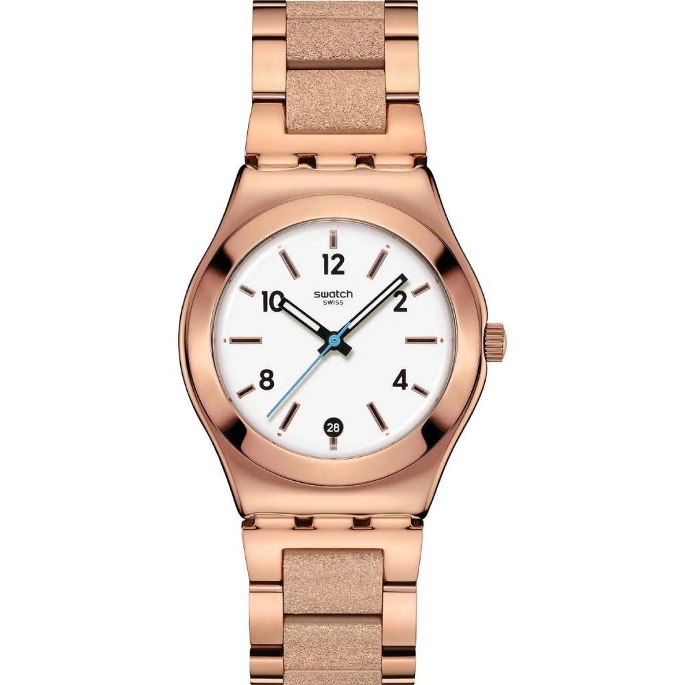 SWATCH ESSENCE OF ROSE Ρολόι Γυναικείο Ροζ Επίχρυσωμένο Ανοξείδωτο Ατσάλι μπρασελε YLG414G