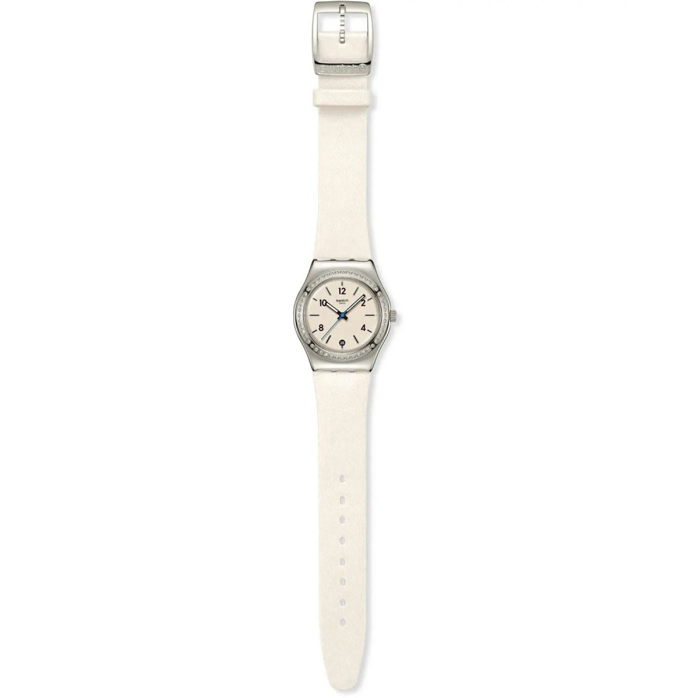 SWATCH GLACIAL PETALS Ρολόι Γυναικείο Λευκό Υφασμάτινο Λουράκι YLS471