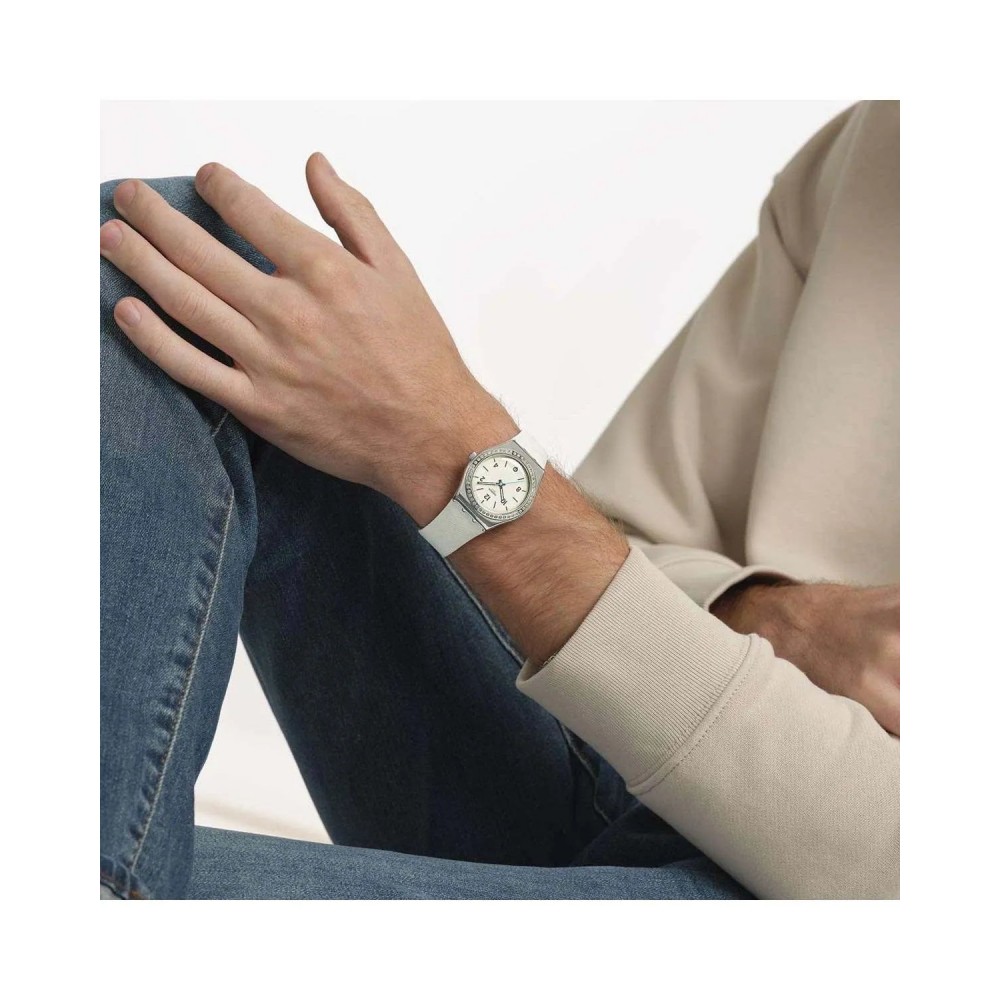 SWATCH GLACIAL PETALS Ρολόι Γυναικείο Λευκό Υφασμάτινο Λουράκι YLS471