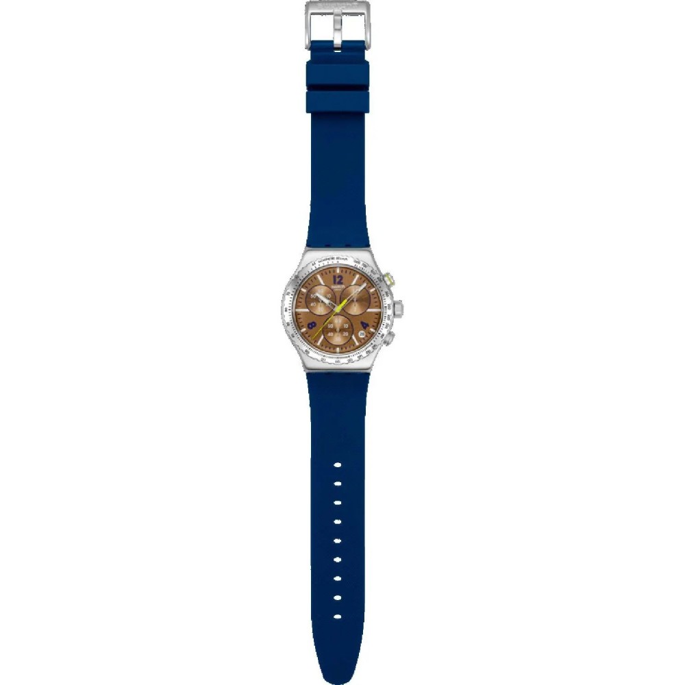 SWATCH SIDEREAL GLOW Χρονογράφος Ρολόι Μπλε Σιλικ΄ονης λουράκι YVS534