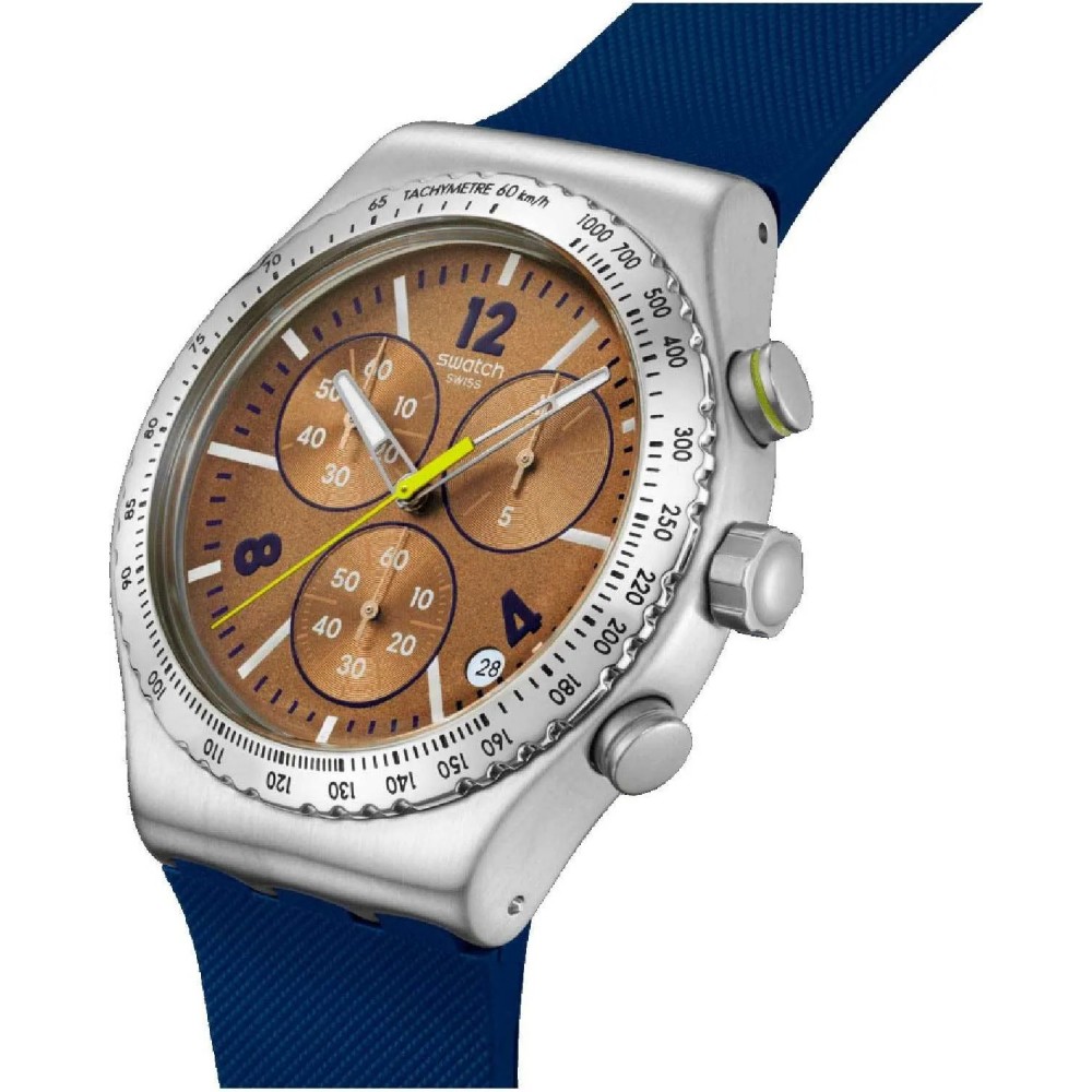 SWATCH SIDEREAL GLOW Χρονογράφος Ρολόι Μπλε Σιλικ΄ονης λουράκι YVS534