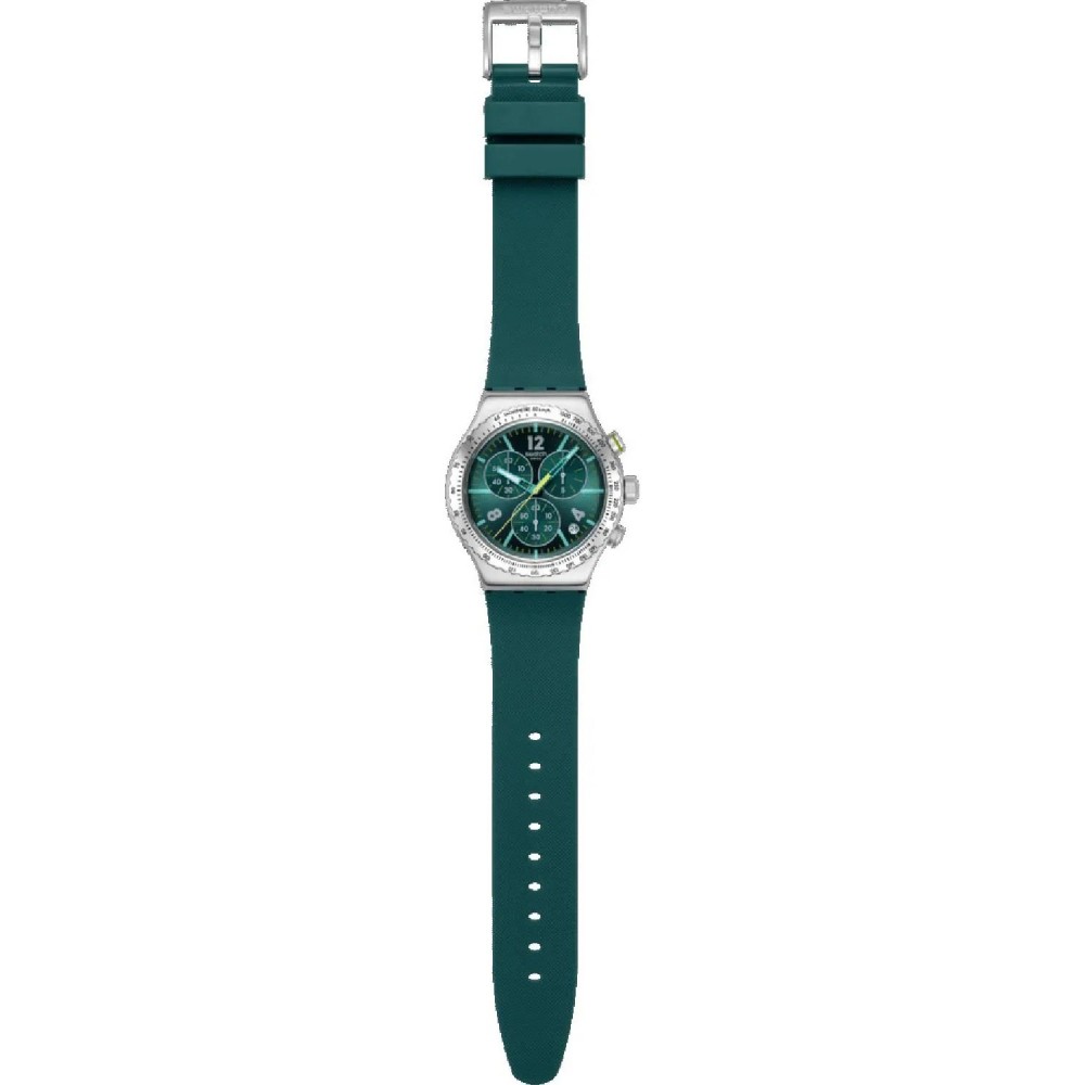 SWATCH GREENSHIFT  GLOW Χρονογράφος Ρολόι Πράσινο Σιλικ΄ονης λουράκι YVS535