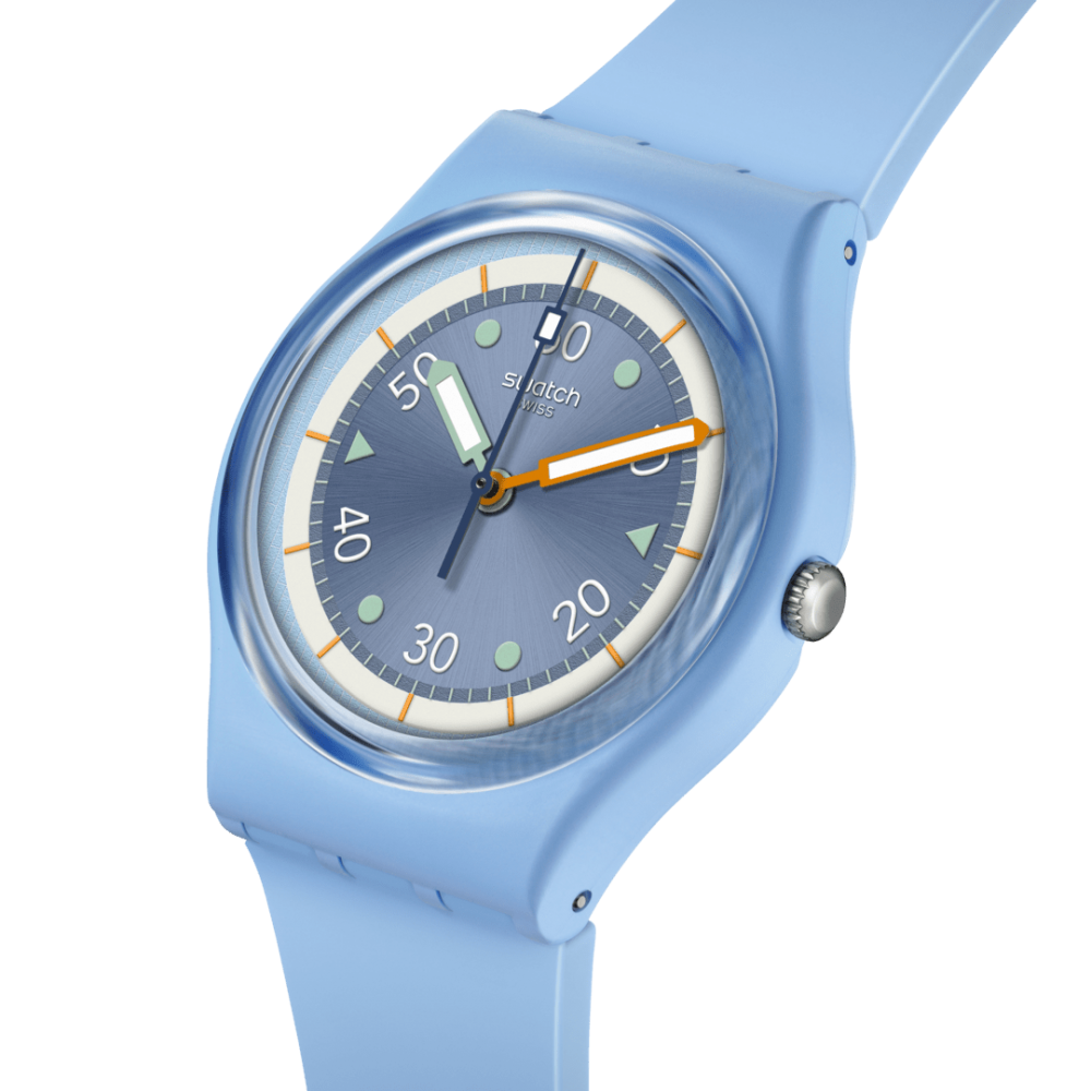 SWATCH FROZEN WATERFALL Unisex Ρολόι Γαλάζιο Λουράκι Σιλικόνης SO31L100