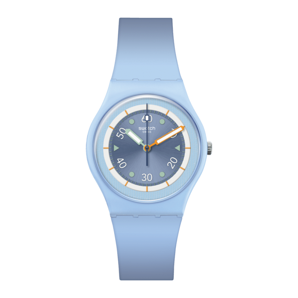 SWATCH FROZEN WATERFALL Unisex Ρολόι Γαλάζιο Λουράκι Σιλικόνης SO31L100