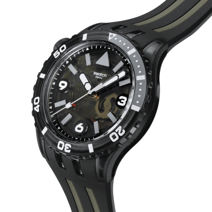 SWATCH SCUBAQUA BLACK SEA NETTLE Ρολόι Μαύρο/Γκρι Λουράκι Σιλικόνης SSCU09B100 SWATCH SCUBAQUA BLACK SEA NETTLE Ρολόι Μαύρο/Γκρι Λουράκι Σιλικόνης SSCU09B100