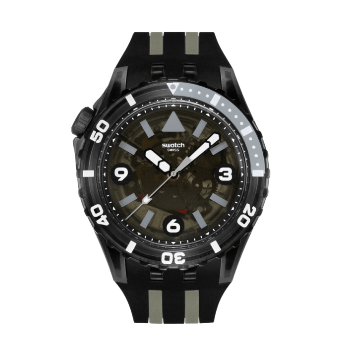 SWATCH SCUBAQUA BLACK SEA NETTLE Ρολόι Μαύρο/Γκρι Λουράκι Σιλικόνης SSCU09B100 SWATCH SCUBAQUA BLACK SEA NETTLE Ρολόι Μαύρο/Γκρι Λουράκι Σιλικόνης SSCU09B100