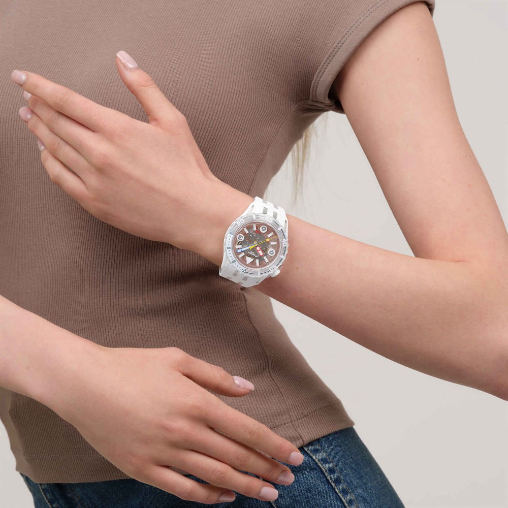 SWATCH SCUBAQUA AURELIA AURITA Ρολόι Λευκό/Διάφανο Λουράκι Σιλικόνης SSCU09K100