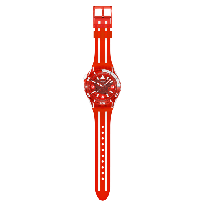 SWATCH SCUBAQUA LION'S MANE Ρολόι Κόκκινο/Λευκό Λουράκι Σιλικόνης SSCU09R100 SWATCH SCUBAQUA LION'S MANE Ρολόι Κόκκινο/Λευκό Λουράκι Σιλικόνης SSCU09R100