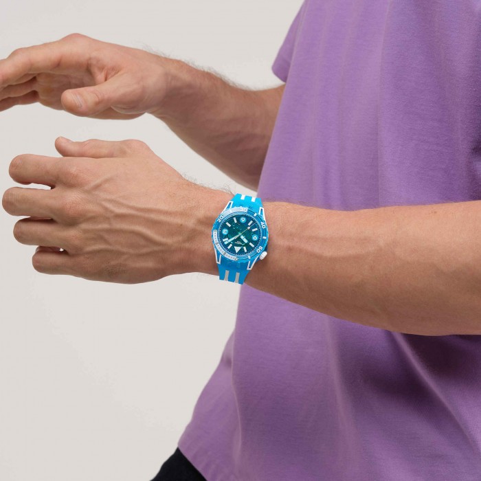 SWATCH SCUBAQUA  BLUE FIRE Ρολόι Μπλε Λουράκι Σιλικόνης SSCU09S100