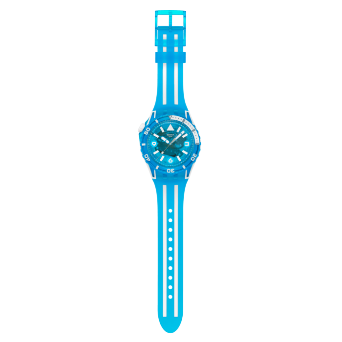 SWATCH SCUBAQUA  BLUE FIRE Ρολόι Μπλε Λουράκι Σιλικόνης SSCU09S100