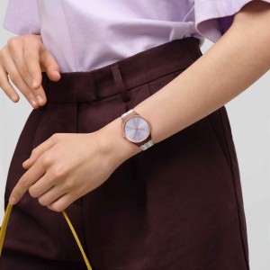 SWATCH SIMPLY BEACHY Γυναικείο Ρολόι Μωβ/Λευκό Λουράκι σιλικόνης SYXG130