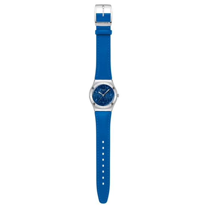 SWATCH BLUE PETAL PROMISE Ρολόι Γυναικείο Μπλε Δερμάτινο Λουρί YLS235