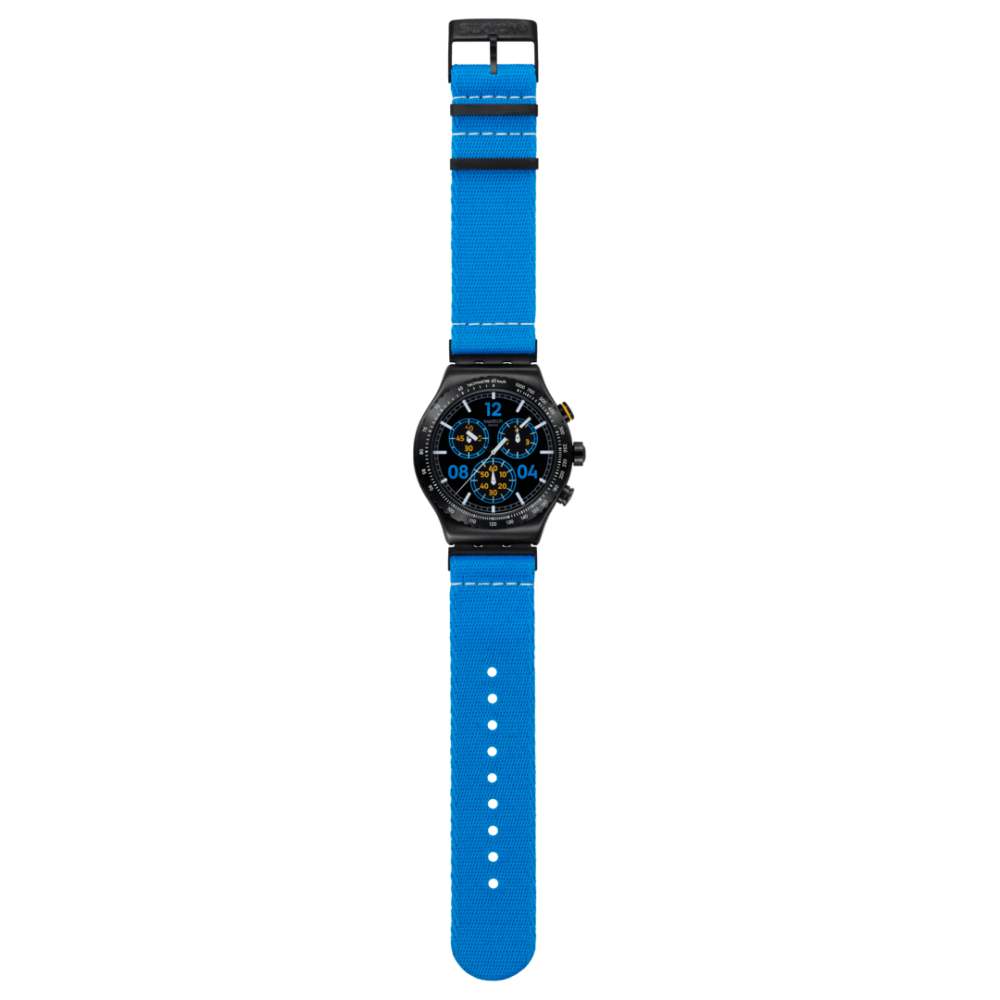 SWATCH MOMENTS IN BLUE Unisex Ρολόι Χρονογράφος Μπλε Υφασμάτινο λουράκι YVB100 SWATCH MOMENTS IN BLUE Unisex Ρολόι Χρονογράφος Μπλε Υφασμάτινο λουράκι YVB100