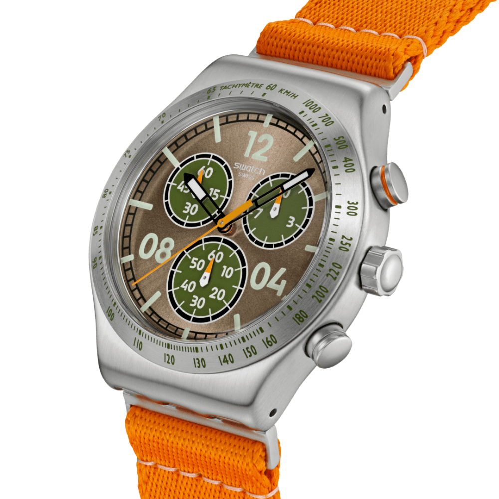 SWATCH VACATION TIME Unisex Ρολόι Χρονογράφος Πορτοκαλί Υφασμάτινο λουράκι YVS101 SWATCH VACATION TIME Unisex Ρολόι Χρονογράφος Πορτοκαλί Υφασμάτινο λουράκι YVS101