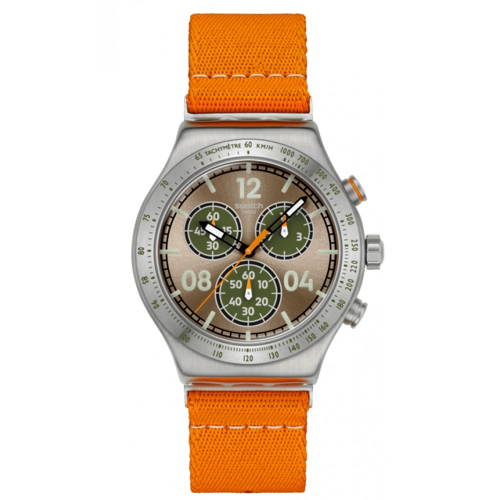 SWATCH VACATION TIME Unisex Ρολόι Χρονογράφος Πορτοκαλί Υφασμάτινο λουράκι YVS101 SWATCH VACATION TIME Unisex Ρολόι Χρονογράφος Πορτοκαλί Υφασμάτινο λουράκι YVS101