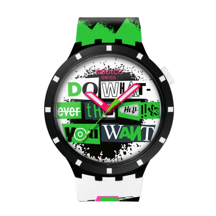 SWATCH LASH OUT Ρολόι Unisex Πολύχρωμο Λουράκι Σιλικόνης SB03B701
