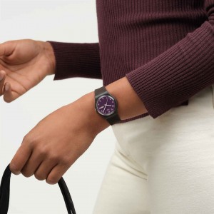 SWATCH WEAVING WONDERS Ρολόι Μαύρο Λουράκι Σιλικόνης SO28C700