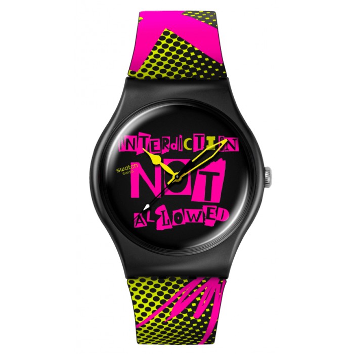 SWATCH DISTORT MODE Ρολόι Μα΄ύρο Λουρί Σιλικόνης SO32B121