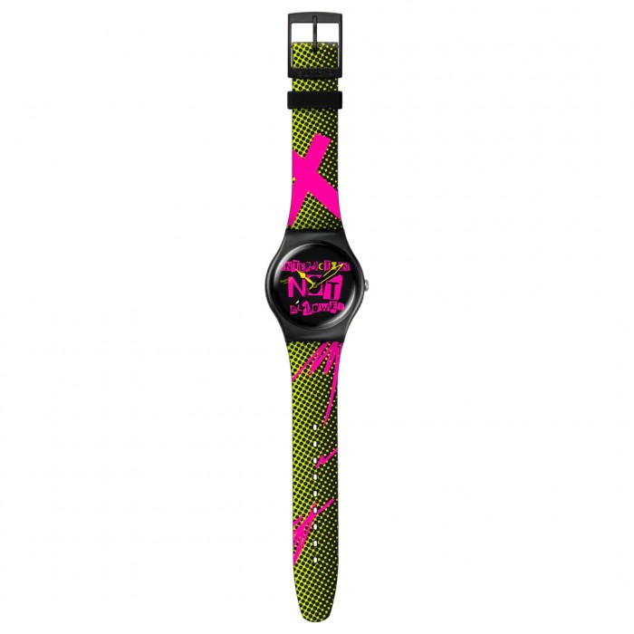 SWATCH DISTORT MODE Ρολόι Μα΄ύρο Λουρί Σιλικόνης SO32B121