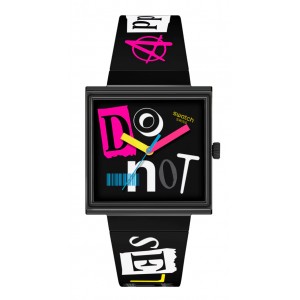 SWATCH PIERCED EDGE Ρολόι Μαύρο Λουράκι Σιλικόνης SO34B100