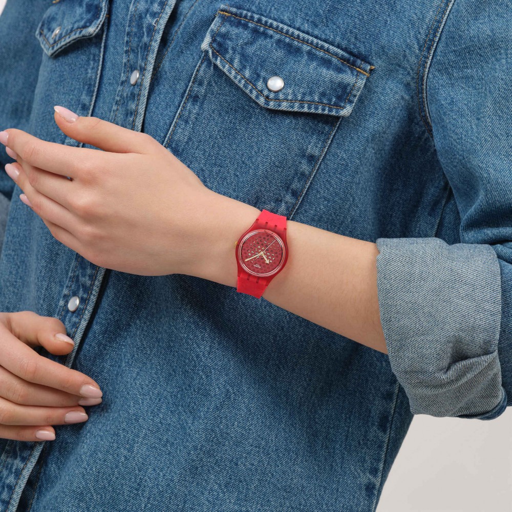 SWATCH LOVE IN SCARLET Unisex Ρολόι Κόκκινο Λουράκι Σιλικόνης SO28Z122