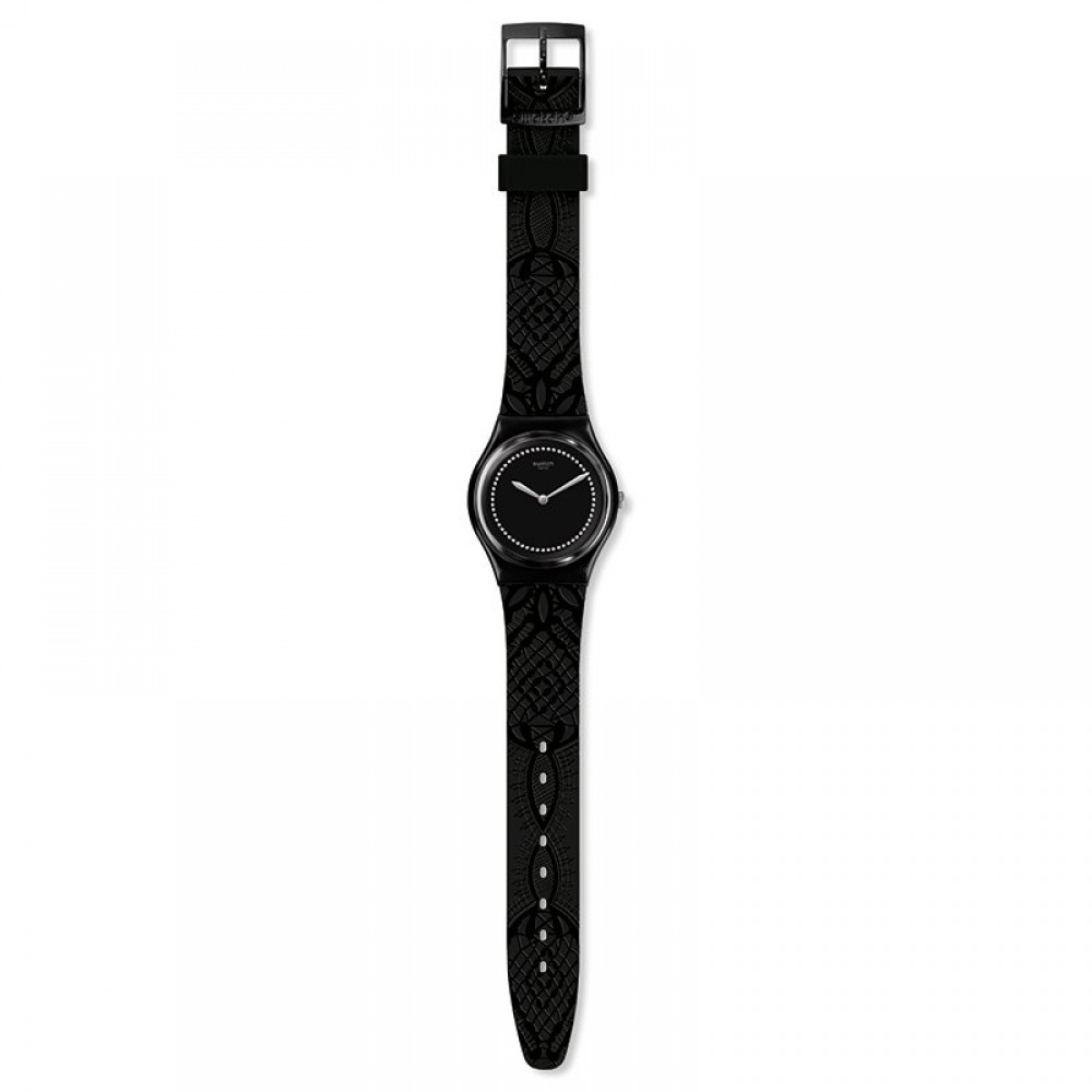 SWATCH DENTELLE Unisex Ρολόι Μαύρο Λουράκι Σιλικόνης GB320