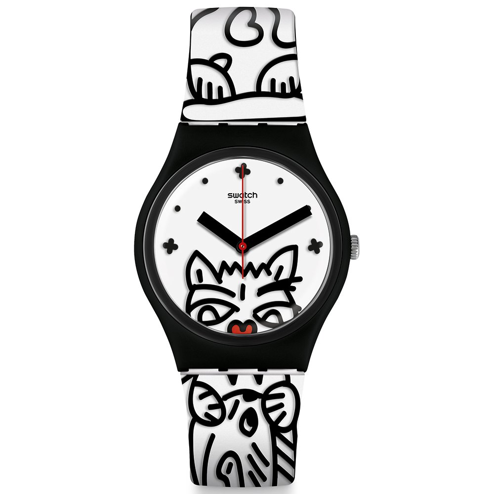 SWATCH COMICAT Unisex Ρολόι Λευκό Λουράκι Σιλικόνης GB322