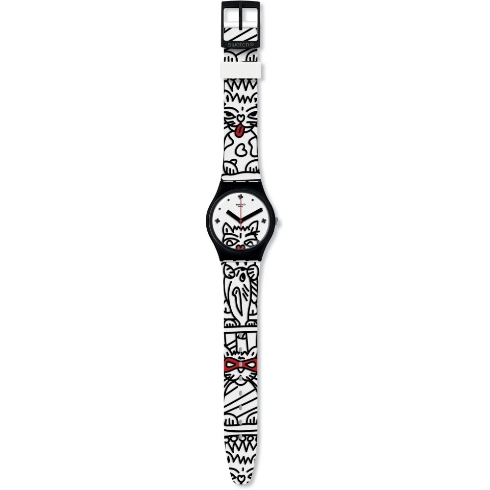 SWATCH COMICAT Unisex Ρολόι Λευκό Λουράκι Σιλικόνης GB322