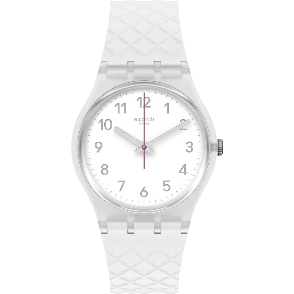 SWATCH WHITENEL Unisex Ρολόι Λευκό Διάφανο Λουράκι Σιλικόνης GE286
