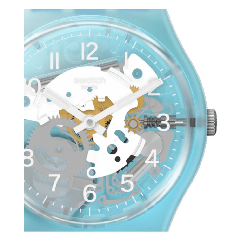 SWATCH MORNING SKY Unisex Ρολόι Μπλε Διάφανο Λουράκι Σιλικόνης GL125