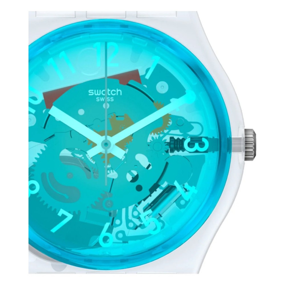 SWATCH RETRO-BIANCO Unisex Ρολόι Λευκό Διάφανο Λουράκι Σιλικόνης GW215