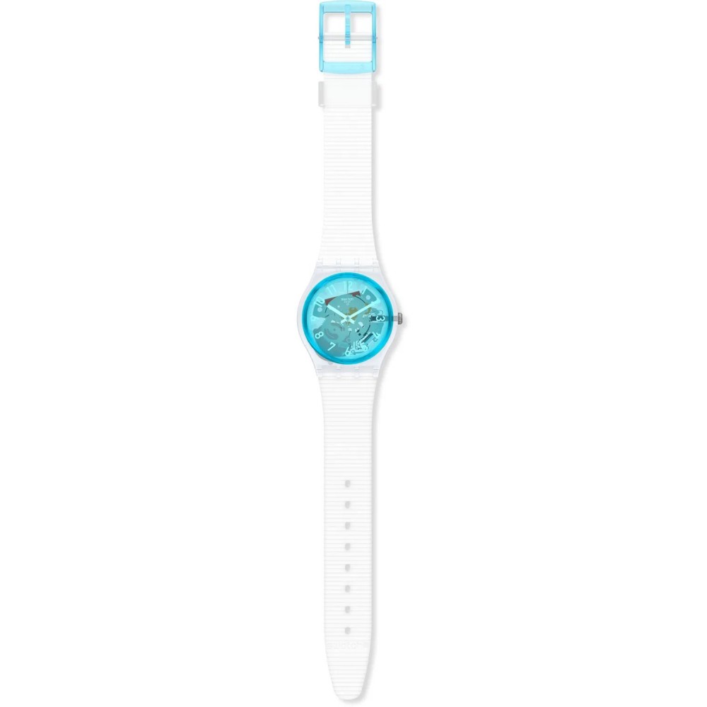 SWATCH RETRO-BIANCO Unisex Ρολόι Λευκό Διάφανο Λουράκι Σιλικόνης GW215