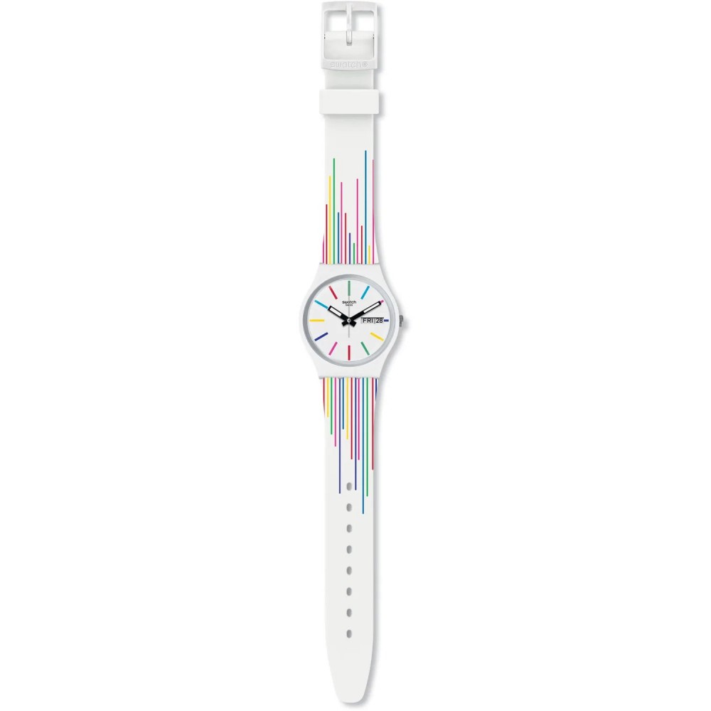 SWATCH WHITE SAMBA Unisex Ρολόι Πολύχρωμο Λουράκι Σιλικόνης GW712