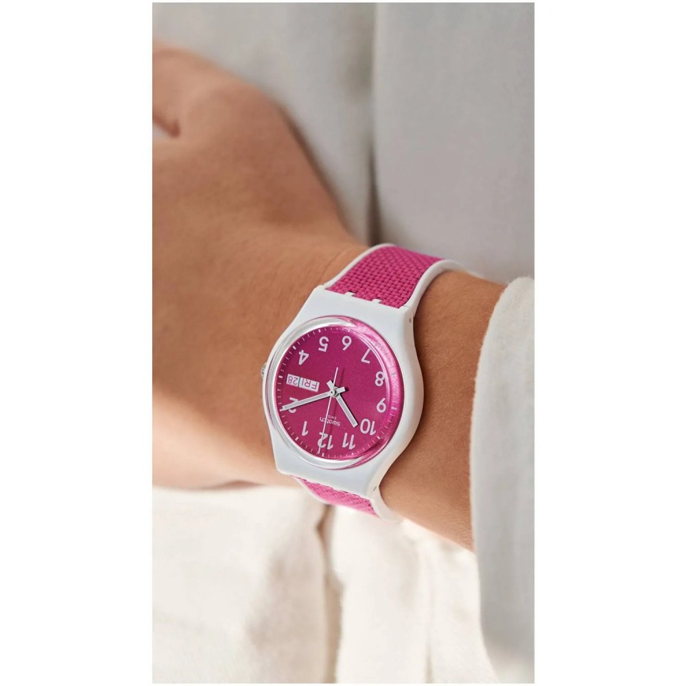 SWATCH BERRY LIGHT Unisex Ρολόι Ροζ Λουράκι Σιλικόνης/Υφασμάτινο GW713