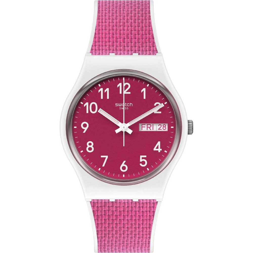 SWATCH BERRY LIGHT Unisex Ρολόι Ροζ Λουράκι Σιλικόνης/Υφασμάτινο GW713
