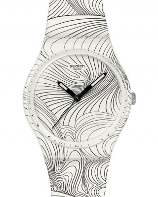 SWATCH x Art Peace Hotel CURVILINEAR Unisex Ρολόι Λευκό Λουράκι σιλικόνης GZ363
