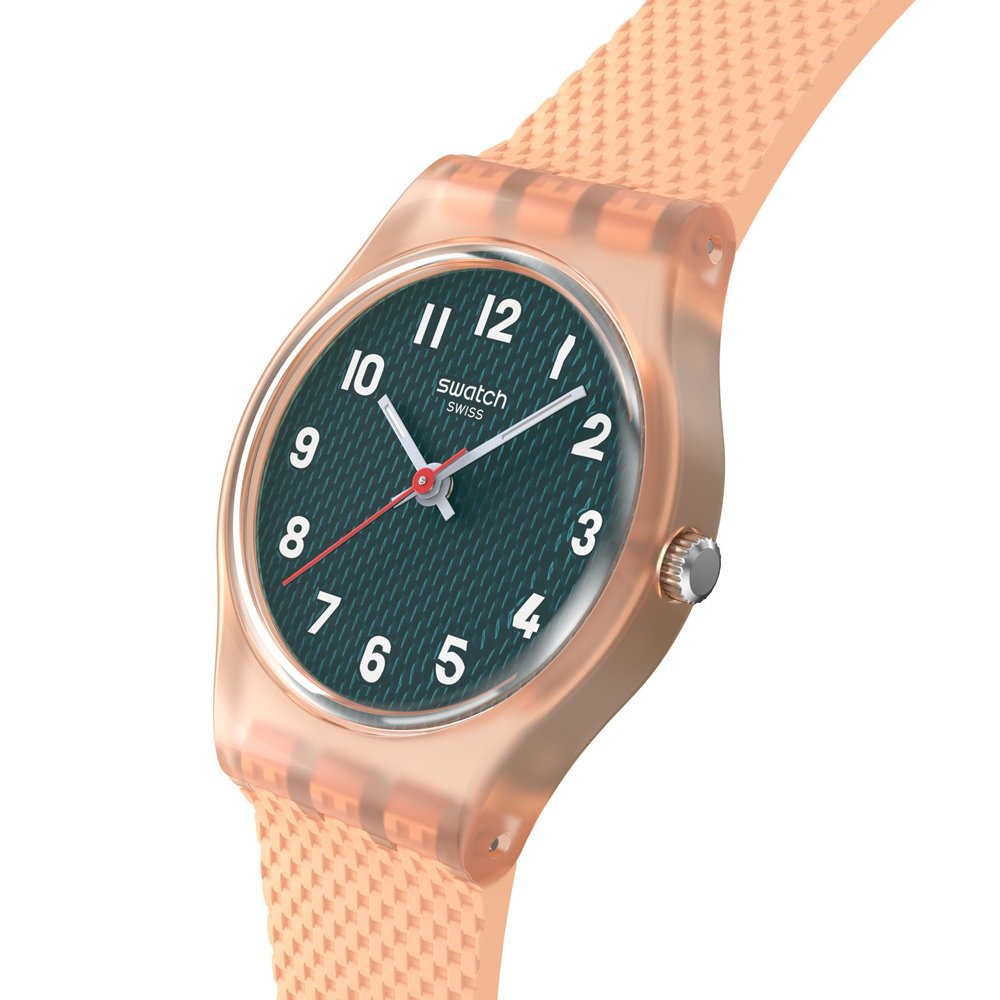 SWATCH PEACHY WEAVE Ρολόι Πορτοκαλί λουράκι Σιλικόνης LO117