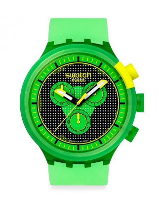 SWATCH GLOWINGLY GREEN Ρολόι Unisex Πράσινο Λουράκι Σιλικόνης SB02G100