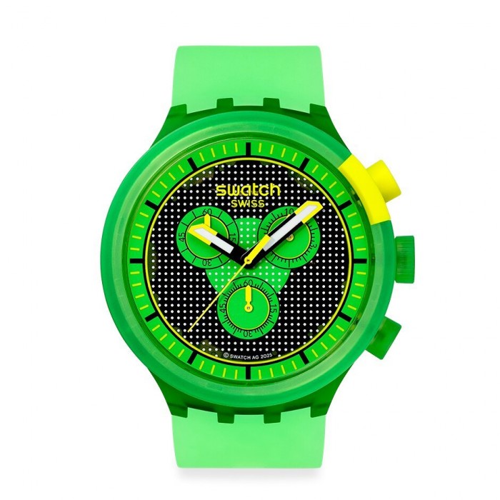 SWATCH GLOWINGLY GREEN Ρολόι Unisex Πράσινο Λουράκι Σιλικόνης SB02G100
