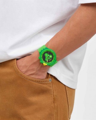 SWATCH GLOWINGLY GREEN Ρολόι Unisex Πράσινο Λουράκι Σιλικόνης SB02G100