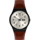 SWATCH SHADOW STITCH Unisex Ρολόι Καφέ Δερμάτινο λουράκι SO28B710