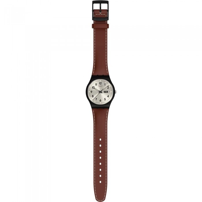 SWATCH SHADOW STITCH Unisex Ρολόι Καφέ Δερμάτινο λουράκι SO28B710